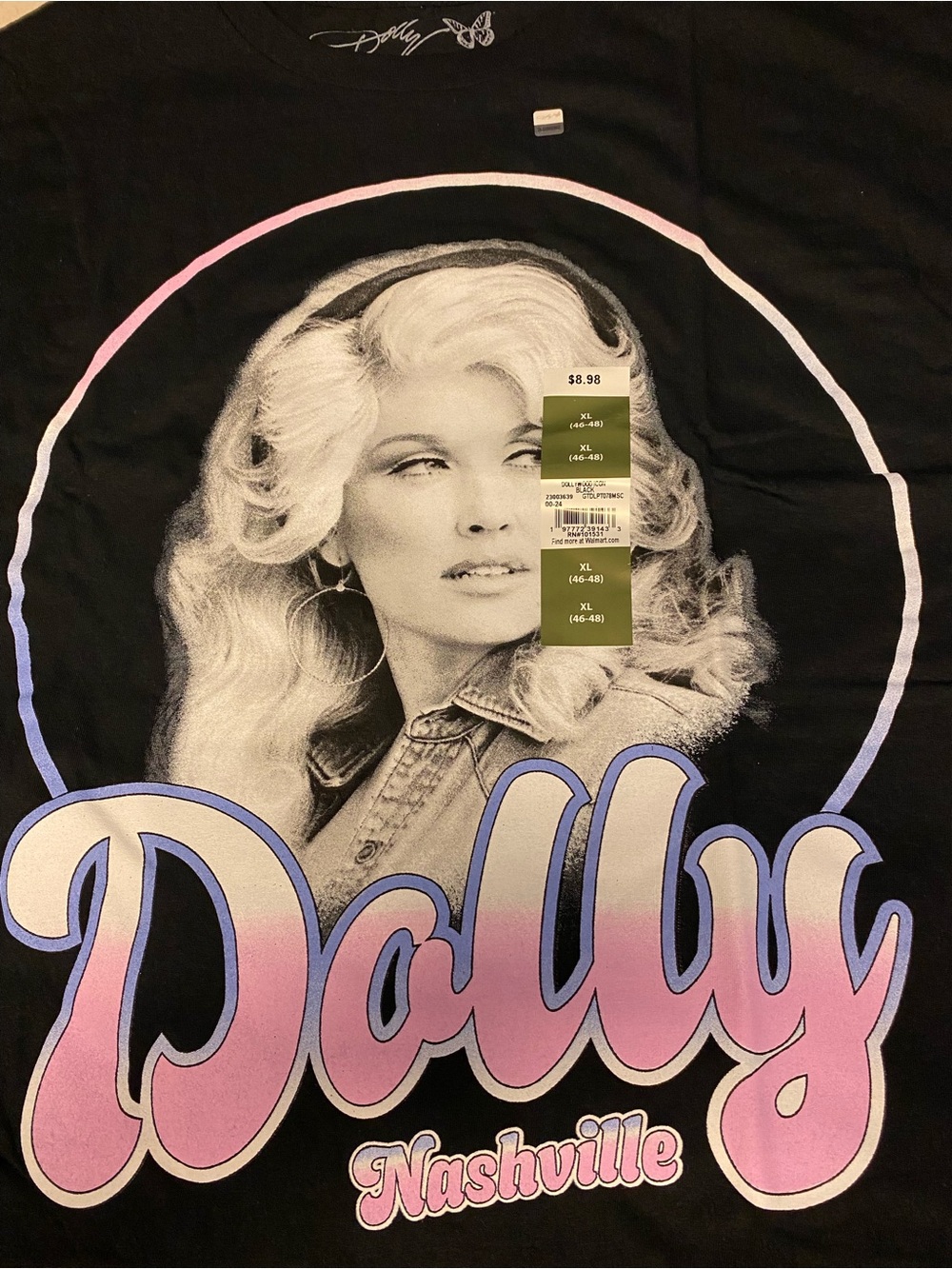 Dollcake Black Tee with White Dolly Script and Butterfly